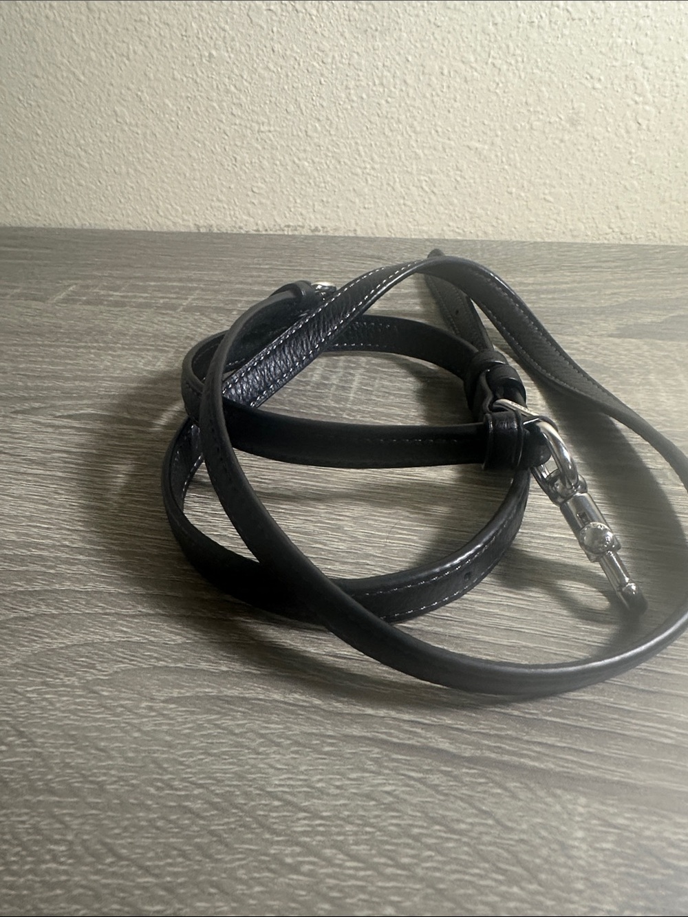 Coach Black Leather Bag Strap, with Silver Hardware, 40-46 inches